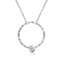 Circle Pendent with CZ Silver Necklace SPE-3620
